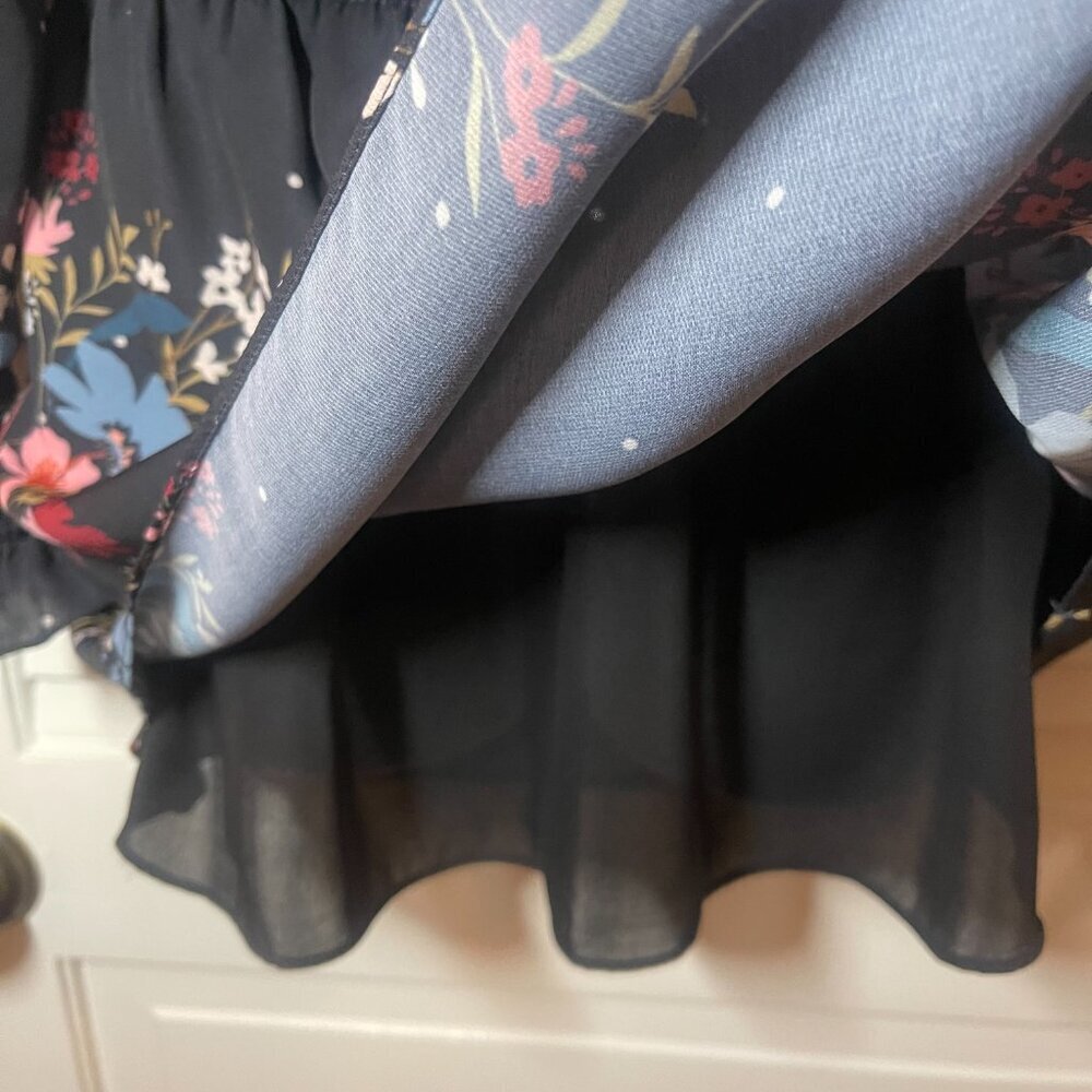 Parker Black Floral Chiffon Mini Dress XS NWOT - Picture 4 of 11